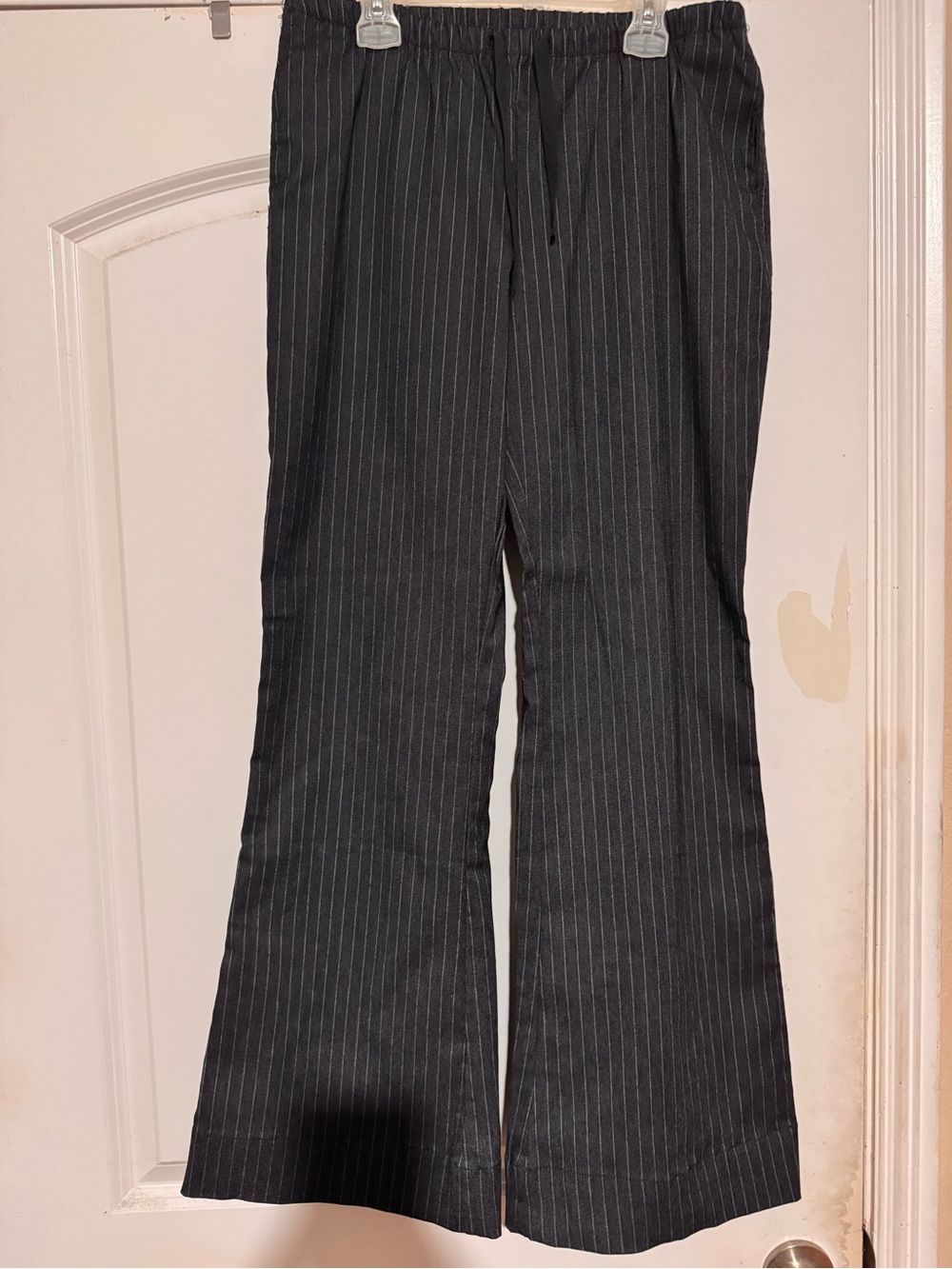 silence + noise Black Pinstripe Wide-Leg Pants